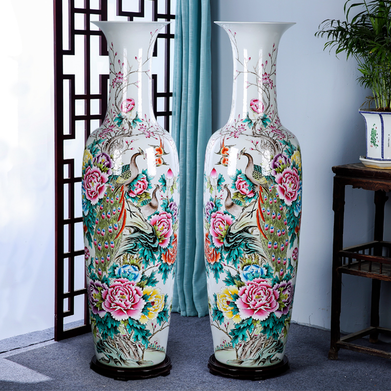 景德镇陶瓷花瓶仿古手绘手工粉彩琴棋书画客厅家居装饰品摆件中式