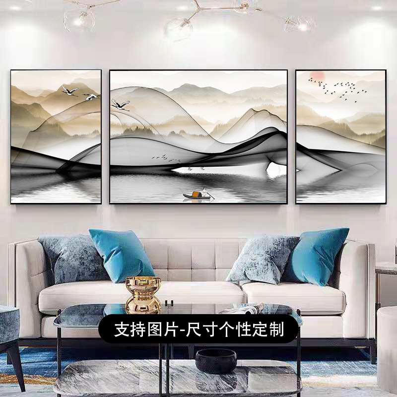 居画沙发背景墙后面挂画背有靠山客厅装饰画现代简约大气风格挂画