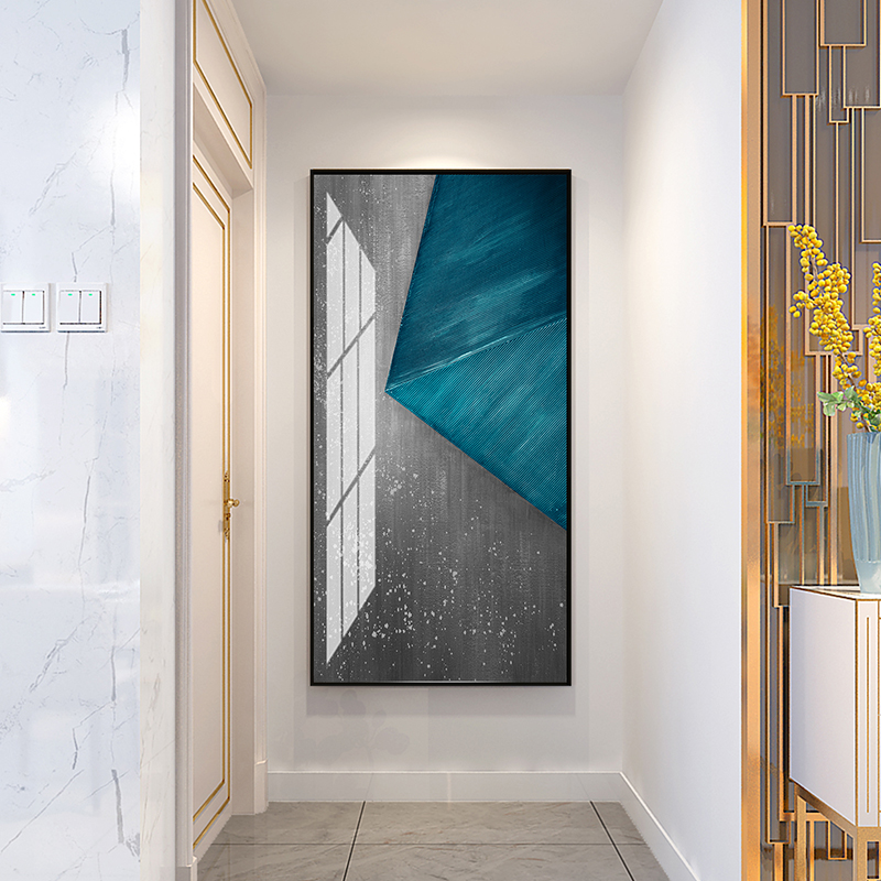 入户玄关走廊尽头过道装饰画简约现代抽象大气高端轻奢壁画竖版画