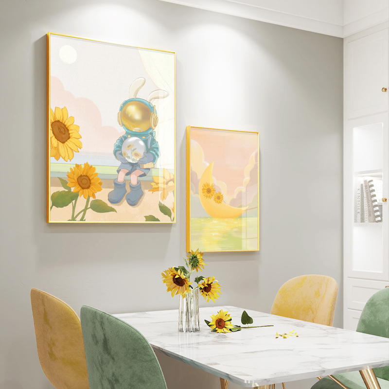 餐厅装饰画餐桌墙面挂画现代简约风背景墙高级感饭厅轻奢手绘壁画