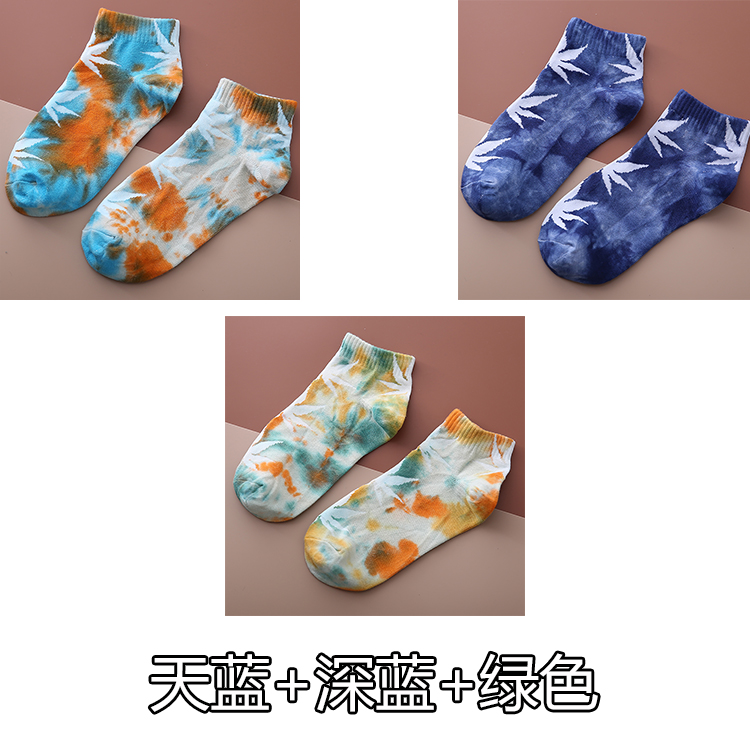 3双袜子男女船袜浅口低帮纯棉扎染麻叶袜韩版ins潮欧美嘻哈枫叶袜在类目 女士内衣/男士内衣/家居服, 短袜/打底袜/丝袜/美腿袜中 - 来自Buy2taobao.com提供专业的淘宝代购服务