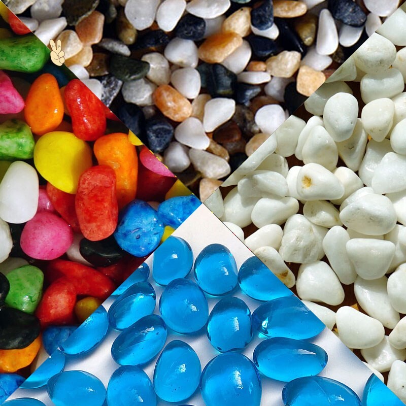 5斤彩石鱼缸装饰造景水族箱园艺石头花盆装饰彩石头子低沙布景