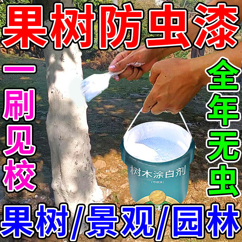 果树防虫漆树木涂白剂防冻抗寒刷白石灰粉刷树杆石硫石合剂清园药