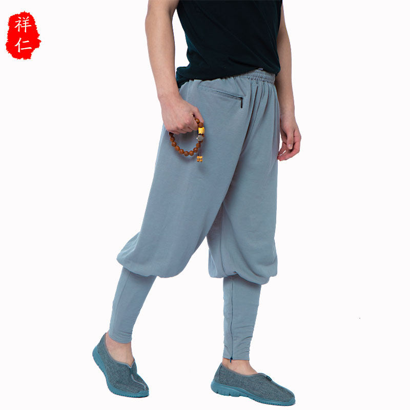 祥仁僧裤四季男女免绑腿居士裤棉麻收口收腿裤僧人和尚打坐禅修裤