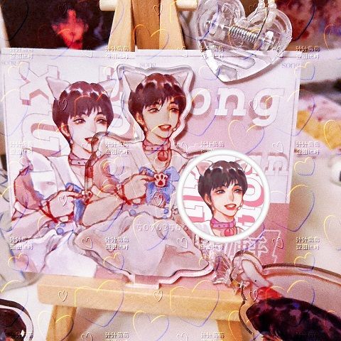 原创饭制tnt时代少年团刘耀文宋亚轩粉红女仆立牌小卡吧唧海报set
