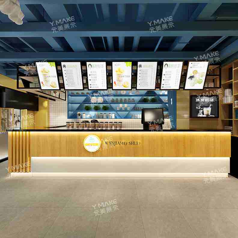 奶茶店大理石转角吧台