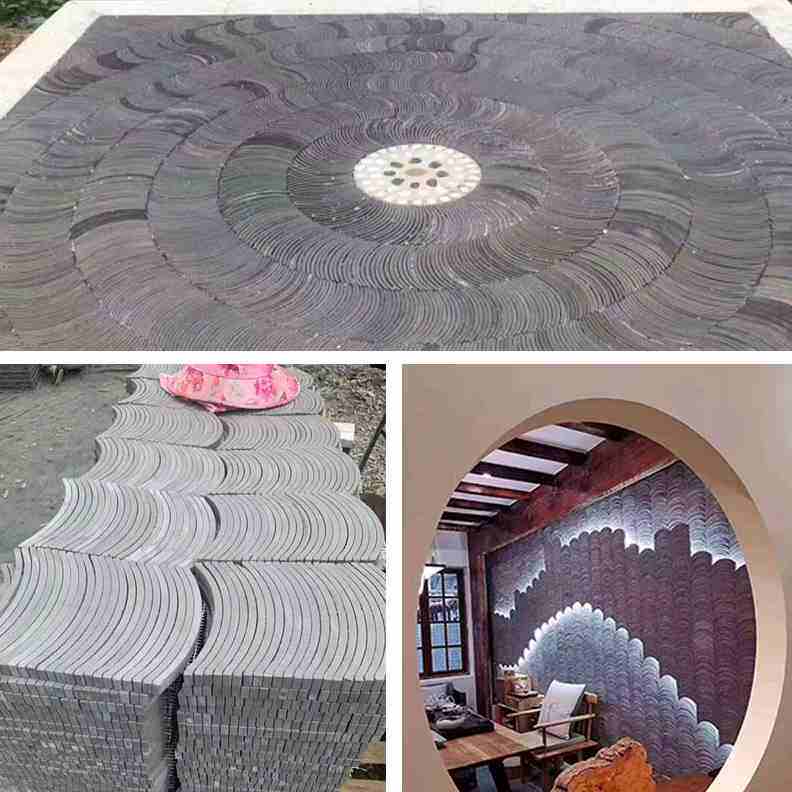 背景墙装饰立瓦定制铺地青瓦条窗花古建围墙瓦片屋顶青z瓦片文化