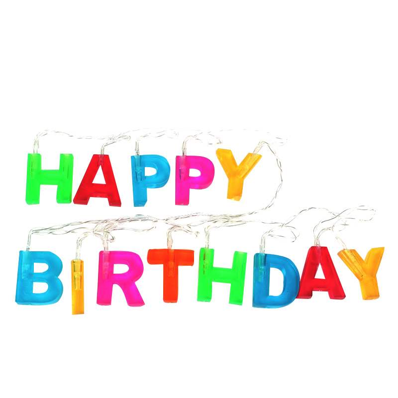 happybirthday生日快乐字母灯蛋糕灯串宴会活动布置led装饰小彩灯
