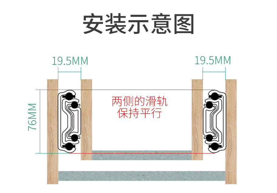 直销76宽工业重型滑轨承重导轨三节房车超大型抽屉机床机柜带锁楼