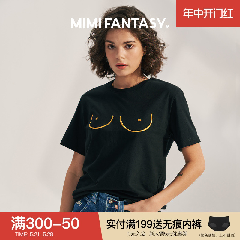 MIMI FANTASY品牌周边咪咪T 原创设计圆领短袖t恤纯棉宽松女