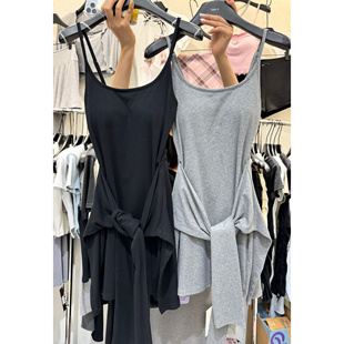 TOKO 2024夏季新款时髦设计感无袖背心净版打结收腰吊带连衣裙女