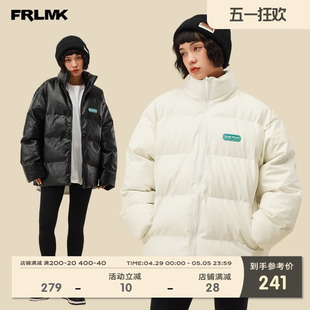 FRLMK/弗然克/国潮牌情侣喻言同款高领基础皮质pu棉衣面包服外套