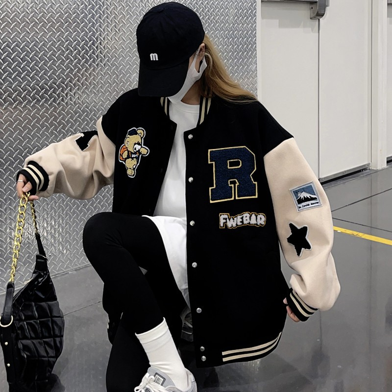 初春新款美式棒球服外套女2023年韩版小众设计感宽松高街休闲夹克