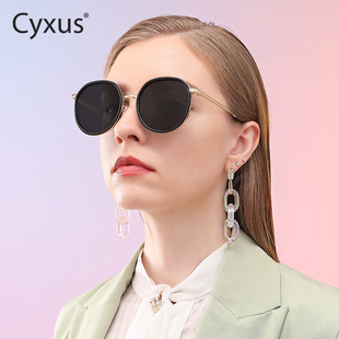 cyxus2024新款偏光太阳眼镜圆框墨镜男女夏防晒大脸显瘦开车专用