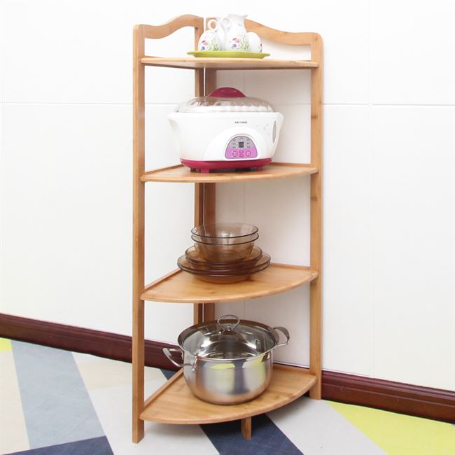 厨房转角置物架三角收纳实木图片
