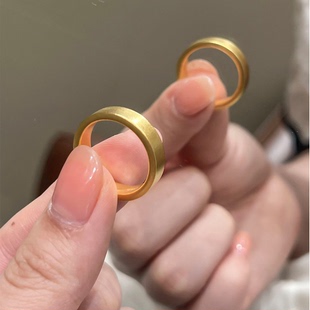 传承经典大气宽版古法素圈戒指18K金色上档次仿真黄金不掉色指环