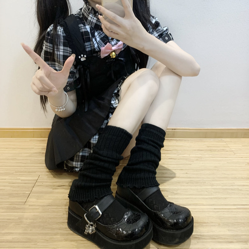 每满200减-20跨店黑色袜子女袜套腿套脚套中筒长筒春秋款jk堆堆袜