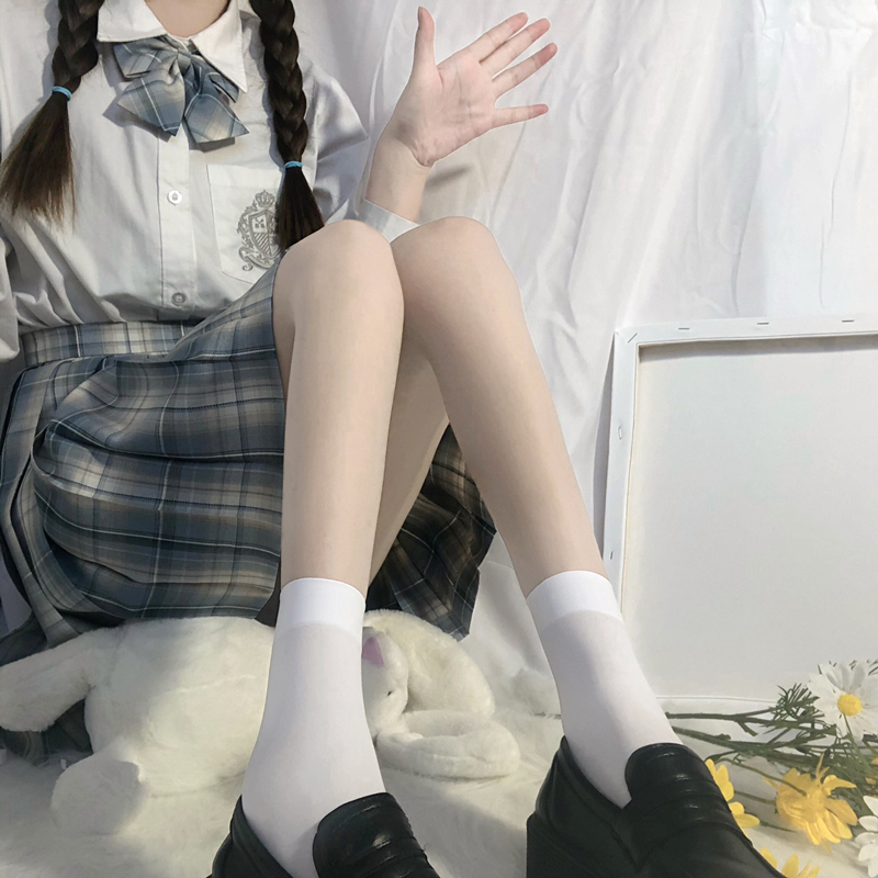 每满200减-20活动跨店活动白色jk袜可爱日系夏薄小皮鞋潮ins短袜