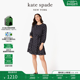 kate spade  ks 圆领长袖波点连衣裙高级感优雅气质女2024新款夏