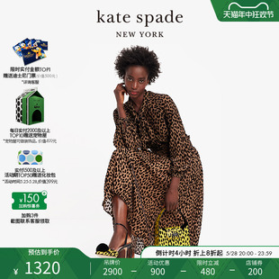 kate spade ks 现代风格豹纹飘带领结衬衫复古设计感秋冬款女