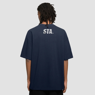 STA夏季新款基础融化星标系列藏青复古美式宽松纯棉多色短袖T恤男