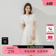 XG/雪歌XJ204578A851镂空白色短袖连衣裙2023夏季新款高腰A字裙女