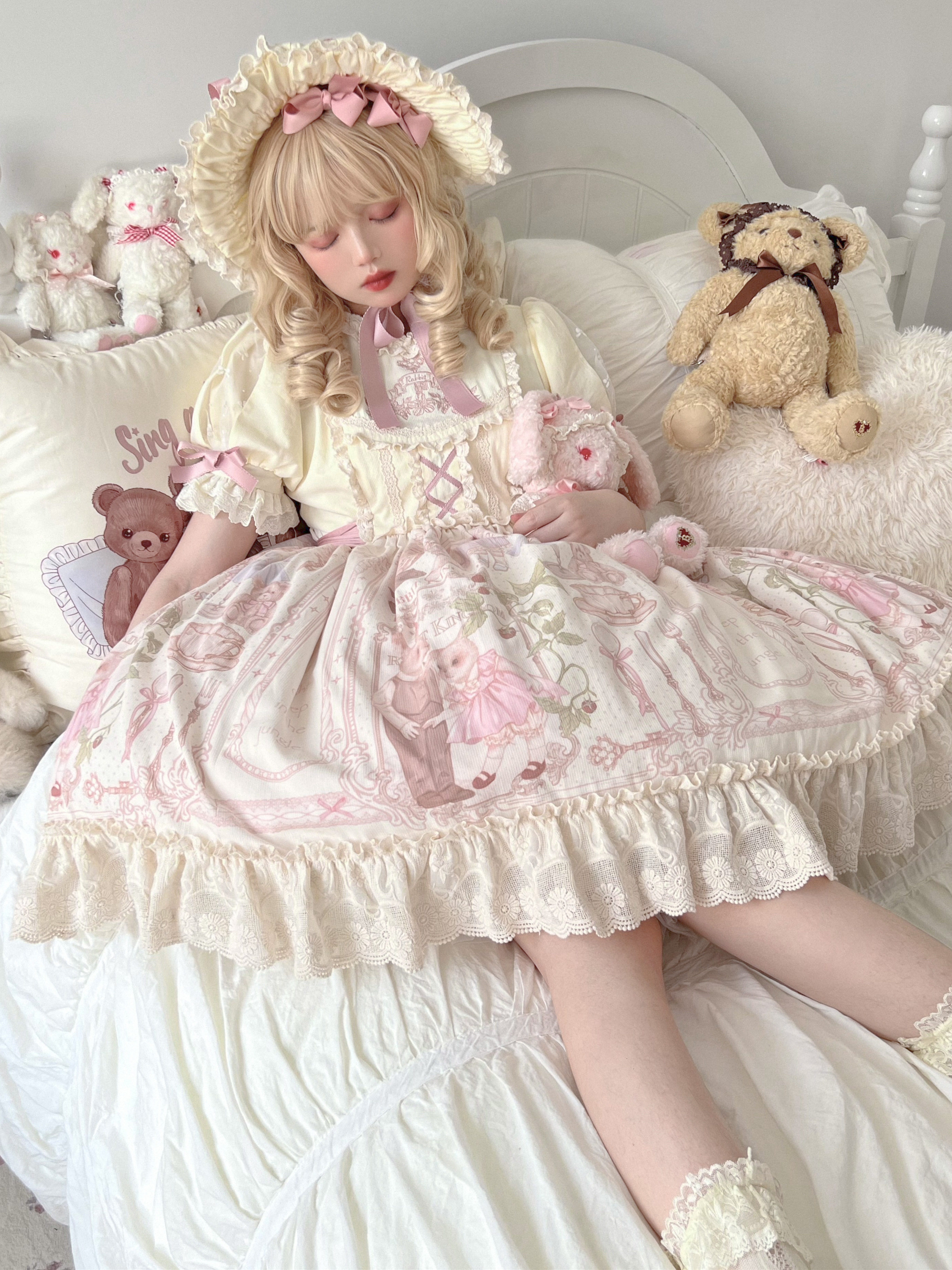 【兔子童话国】三木偶原创复古doll感lolita裙op 意向金2元抵20元