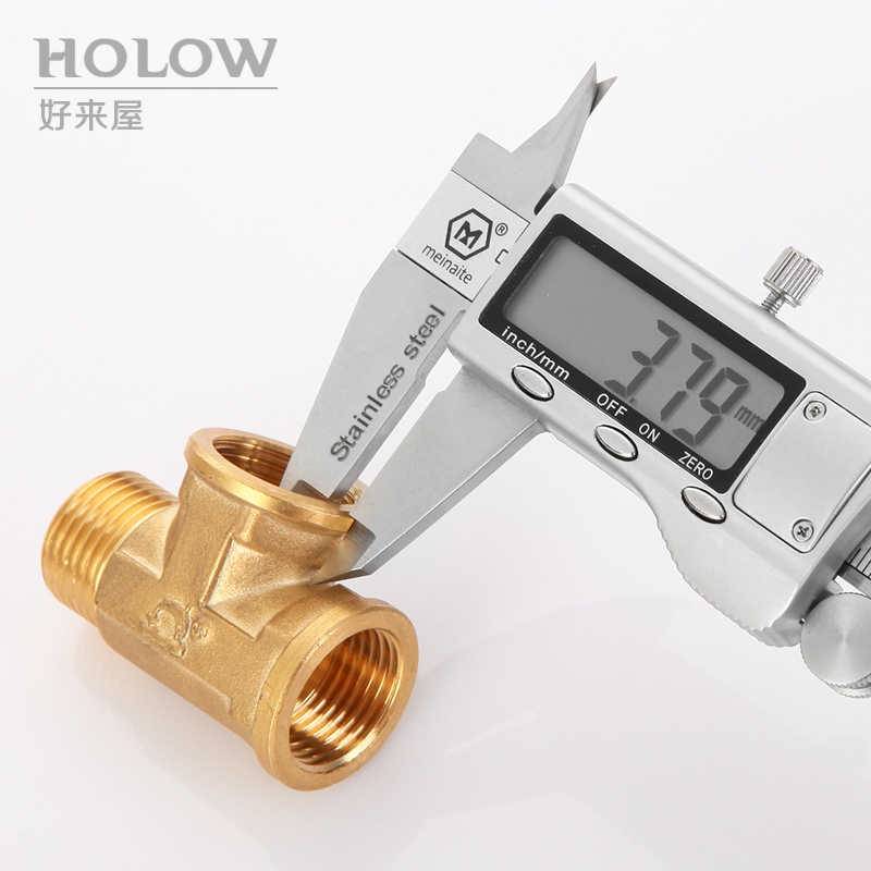 全铜4分加厚三通接头p三外丝内丝外外内燃气管热水器螺纹水管配件