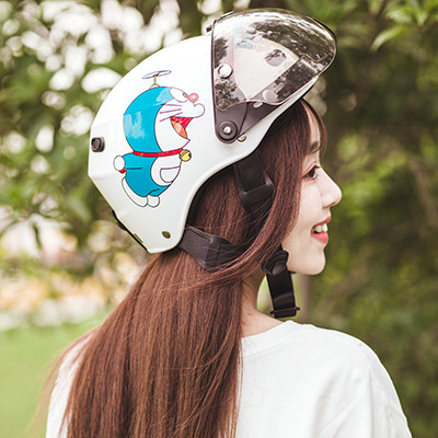 【淘宝优惠券25元】var哆啦a梦电动电瓶车四季头盔灰男卡通可爱女士