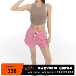 TEMPLER OF FAITH短裤女夏季新款运动外穿宽松粉色休闲显瘦阔腿裤