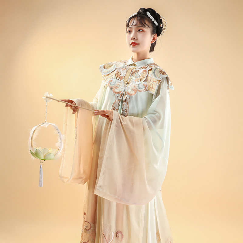 都城南庄汉服暮海行歌肩明制齐腰褶立领对襟长衫汉服