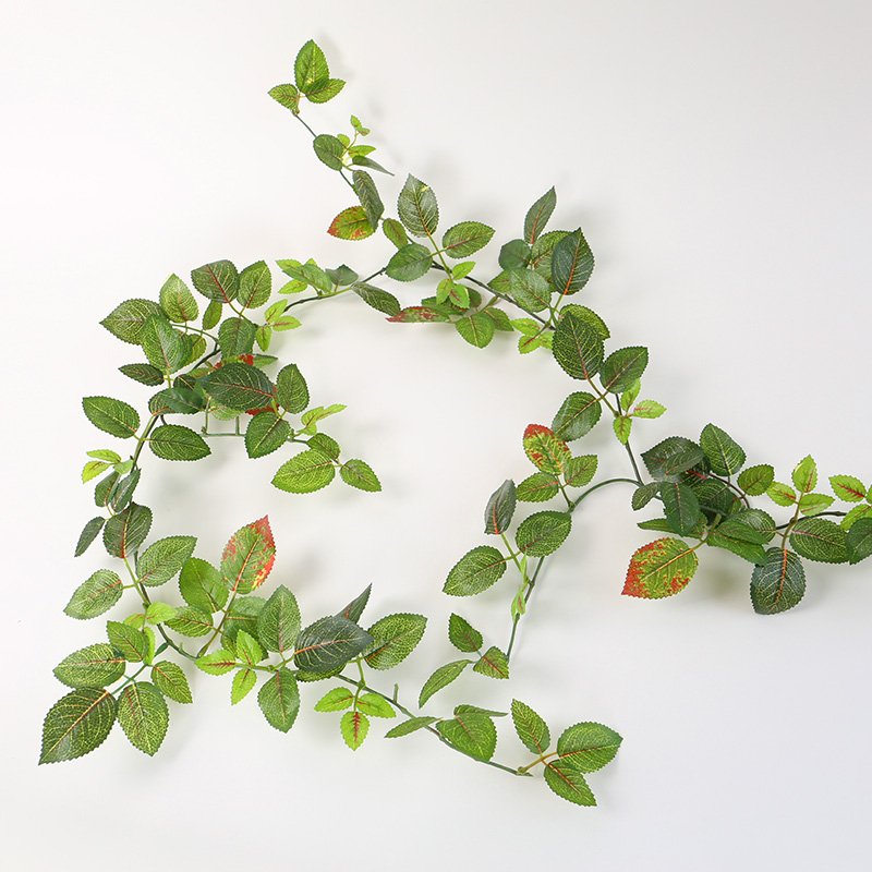 仿真玫瑰叶藤植物墙饰布置假花藤条藤蔓客厅围栏室内装饰绿植树叶