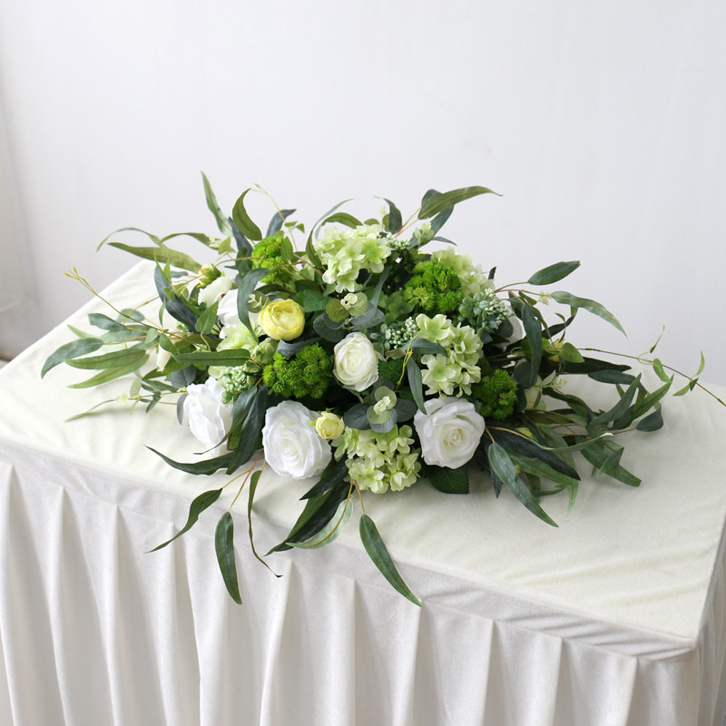 仿真花艺酒店餐桌花会议室演讲台圆桌转盘摆花长条桌面中间装饰