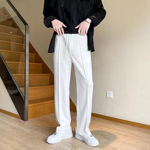 高级感白色裤子男士夏季2024新款爆款宽松直筒卫裤垂感运动休闲裤