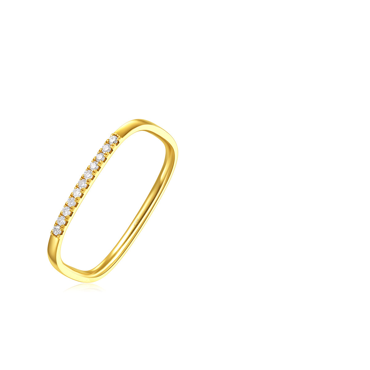 周大福钻石小心意系列 小方戒 18k黄金钻石戒指u185230 正品