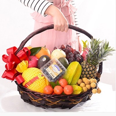 新鲜水果果篮鲜花篮送礼客户探望开业乔迁生日上海深圳同城送全国
