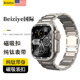 适用ultra1/2苹果手表表带applewatchultra纯钛金属腕带s9高级磁吸扣链式钛带iwatch8/7/6se创意三株男款45mm