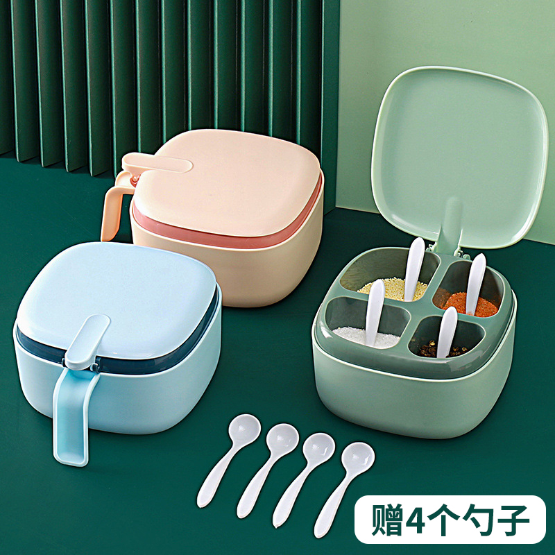调料盒组合套装家用厨房用品盐糖味精调料四格收纳一体多格调味罐|ruв категории кухня/посуда, кухонный Гаджет/кухня хранения, тарного хранения/кухня хранения посуды, приправы бутылки - от Buy2taobao.com для оказания профессиональной услуги покупки агента Taobao