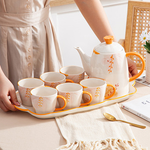 中式釉下彩陶瓷茶杯茶壶凉水茶具家用客厅喝水杯功夫茶具礼盒套装