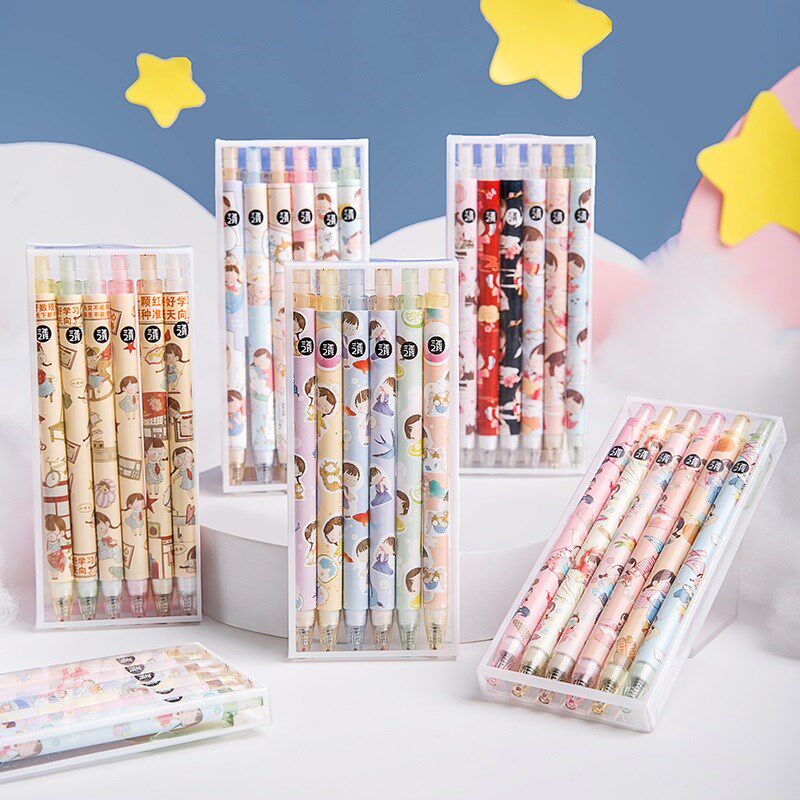 三年二班麻球按动中性笔可爱创意学生考试专用黑色05简约签字笔