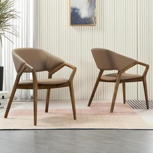 意式白蜡木实木餐椅家用椅设计师带扶手靠背椅北欧椅子