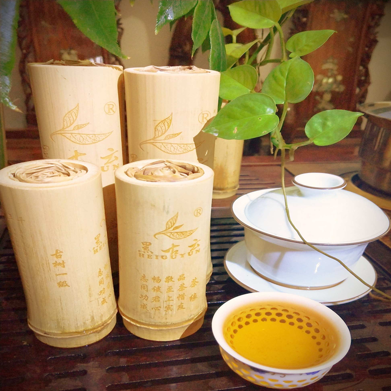竹筒茶杯带盖 茶叶罐古树普洱茶生茶特级纯手工生态竹心茶叶100g