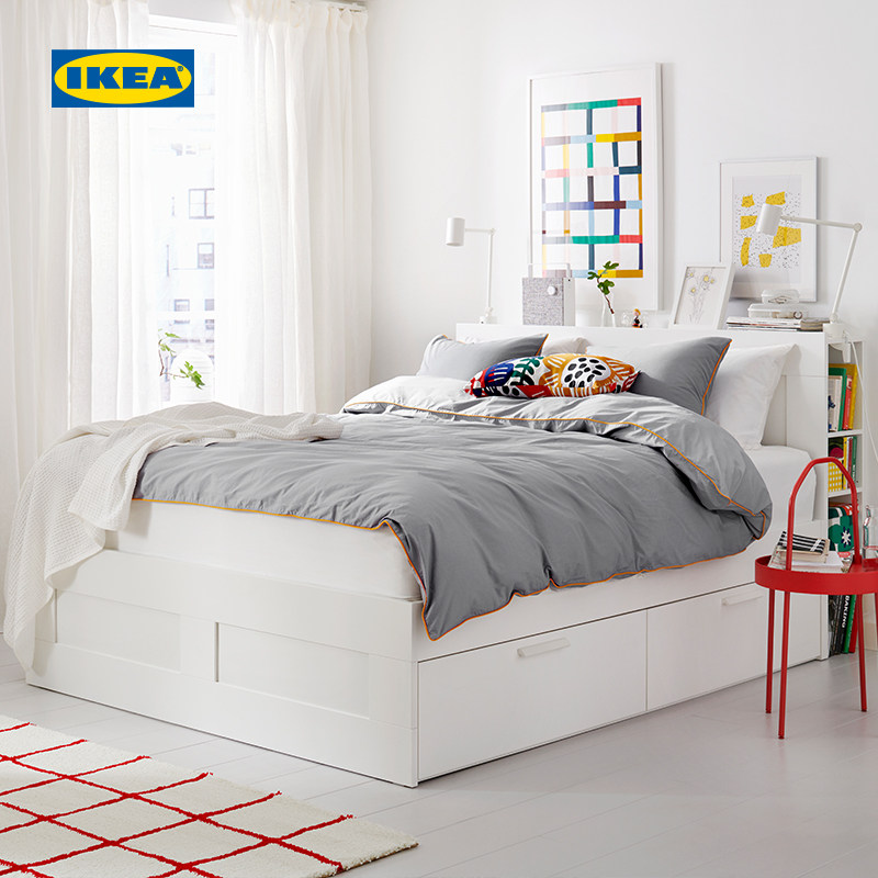 ikea宜家brimnes百灵多功能双人床一体式收纳储物床卧室高箱床