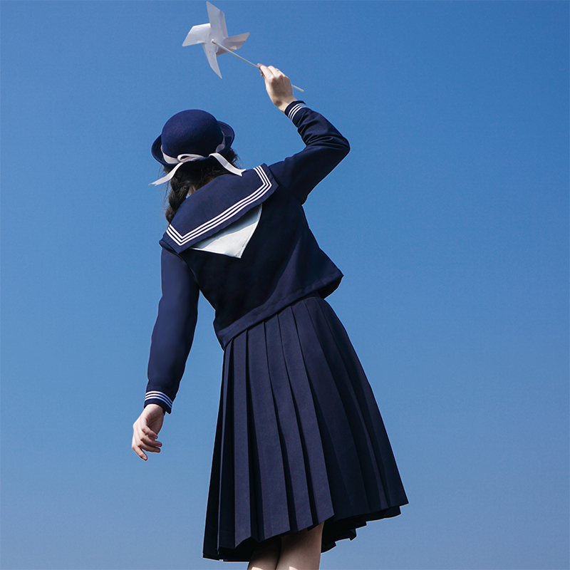 山川会社jk全蓝拉链jk基础款水手服套装原创正统裙三本学院风制服