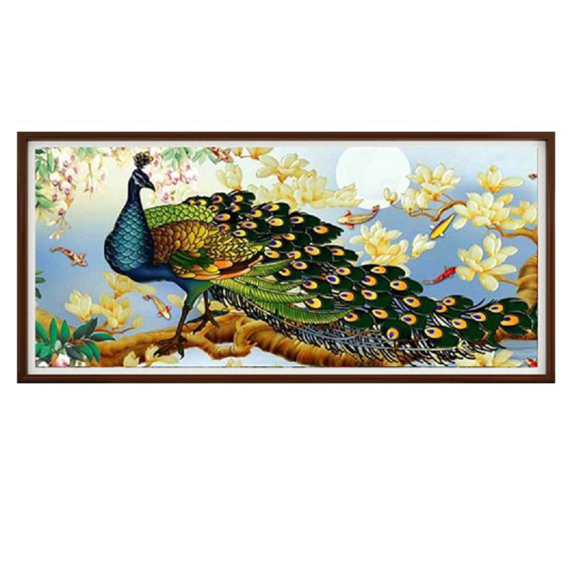 diy新款钻石画孔雀开屏点钻十字绣客厅中式砖石绣花开富贵贴钻画