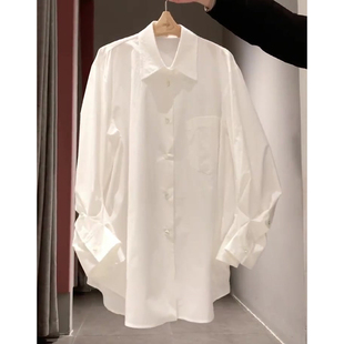 春季新款法式白色衬衫设计感小众高级韩系chic别致显瘦上衣女衬衣
