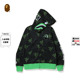 BAPE X RAZER联名男装春夏满印霓虹迷彩鲨鱼连帽卫衣外套115901I