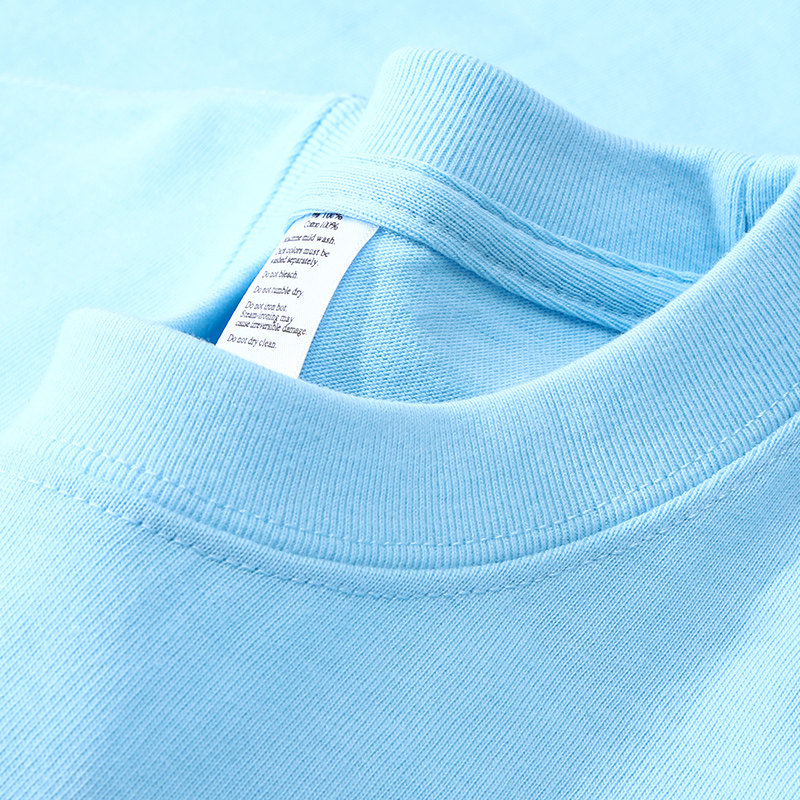奶蓝色短袖270g软奶油蓝重磅咔叽婴儿蓝t恤baby蓝宽松上衣男女夏