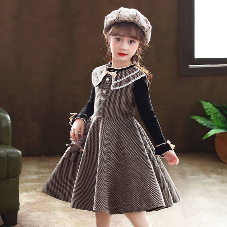 汉服过年连衣裙秋冬裙子洋气公主裙儿童2021加厚新年冬装已售0￥103