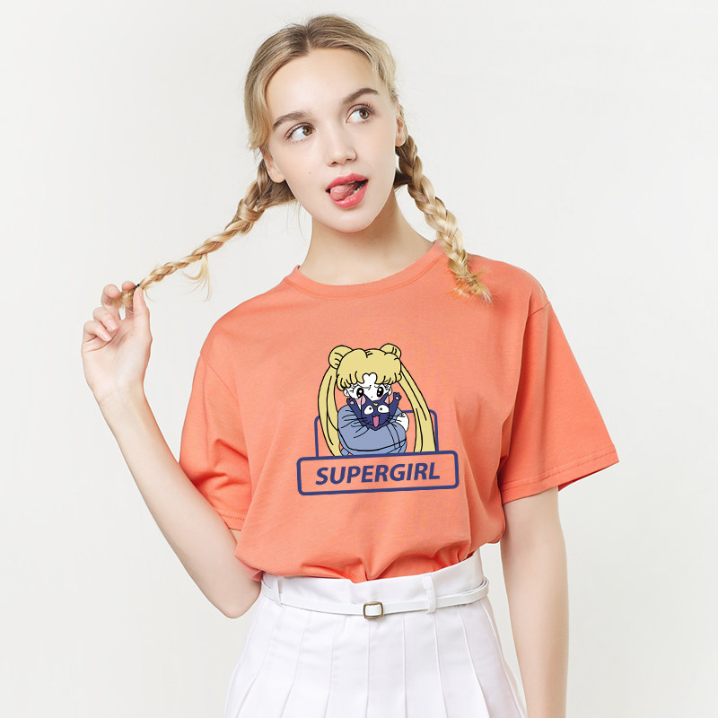 美少女战士联名款t恤女生纯棉宽松短袖卡通印花日系原宿风ins半袖